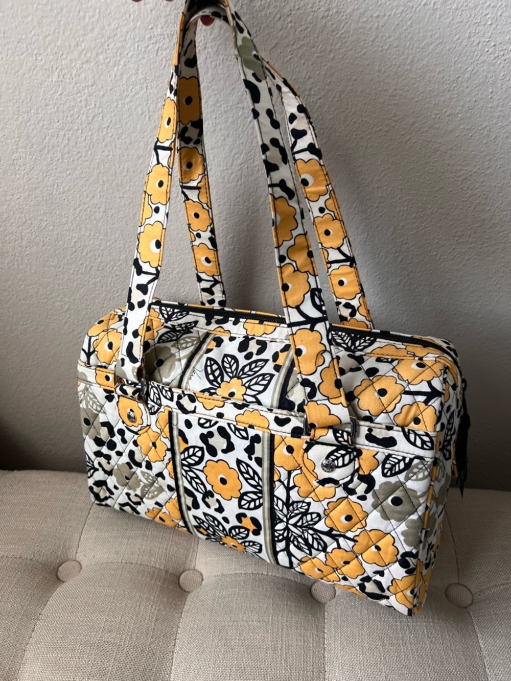 Vera Bradley Caroline Shoulder Bag “Go Wild” Yellow Floral Quilted
